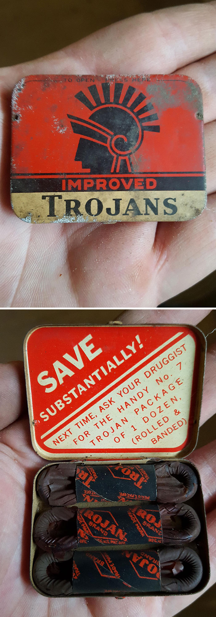 Condones de hace 60 años encontrados en mi sótano