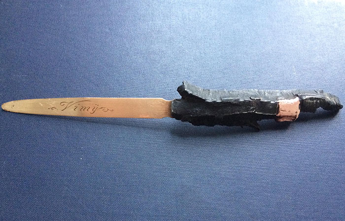 This Letter Opener Of My Great Grandfather, Made Of A Shrapnel Of A Grenade From The Battle Of Arras In 1917