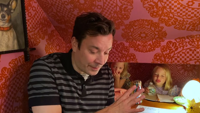 Jimmy Fallon’s Kids Heckle Him As He Makes Jokes During His At-Home Tonight Show