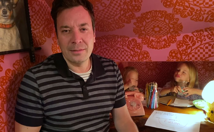 Jimmy Fallon’s Kids Heckle Him As He Makes Jokes During His At-Home Tonight Show