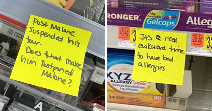 Woman Sticks Funny Notes On Random Objects In Walmart So People Can Have An Unexpected Smile (30 Pics)