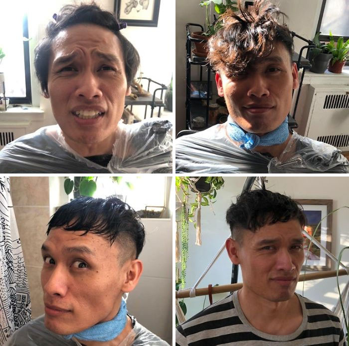 Today My Partner Learned That You Shouldn’t Put Off A Haircut Until The Only Person Left To Do It Is Your Girlfriend. Went For A Peaky Blinders Haircut But He Calls It “Cambodian Garbage Hitler.”