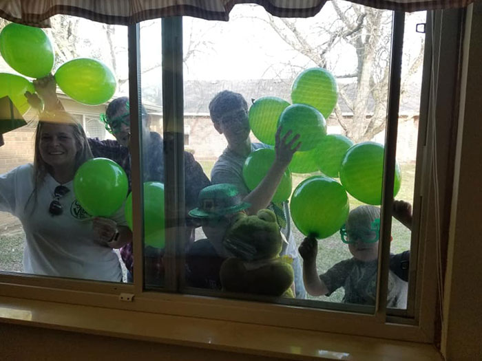 When Great Grandma Turns 93 On St Pattys Day And The Nursing Home Won’t Let You In... You Surprise Her At The Window With As Much Green As Possible
