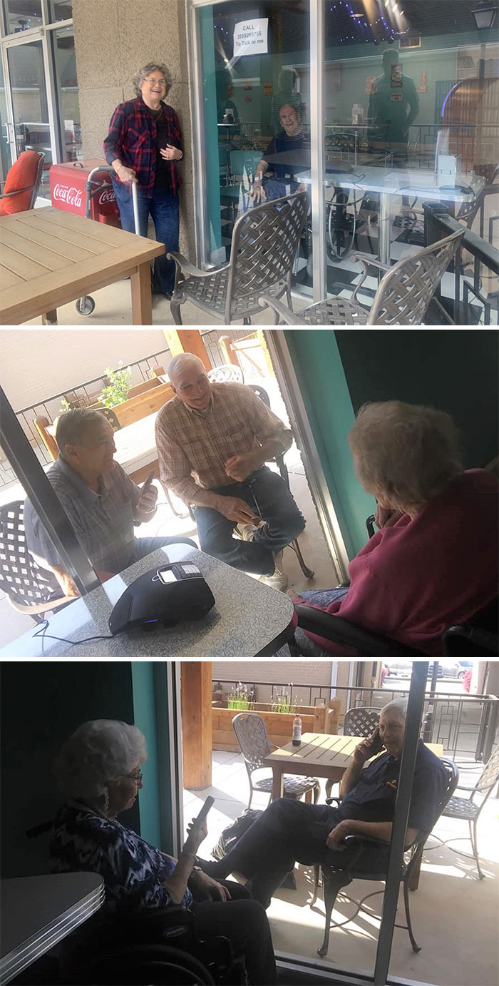 The Nursing Home Residents Enjoying Window Visits With Family And Sending Virtual Updates To Their Loved Ones