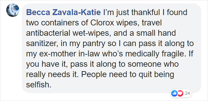 Woman Takes To Facebook To Inspire Some Common Sense Among COVID-19 Outbreak Hoarders