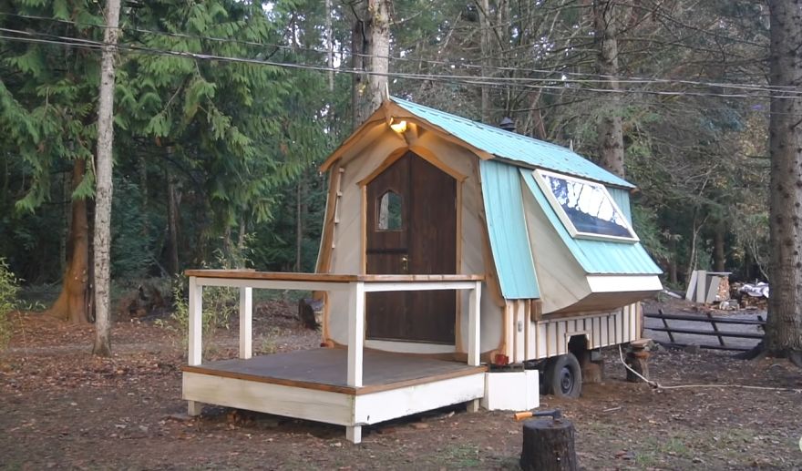 Gorgeous Folding Tiny House Built With Reclaimed Materials.