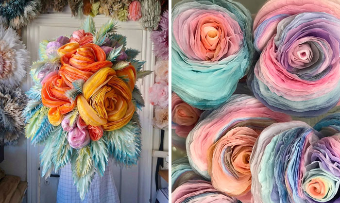 This Woman Constructs Enormous Bouquets Of Tissue Paper Flowers