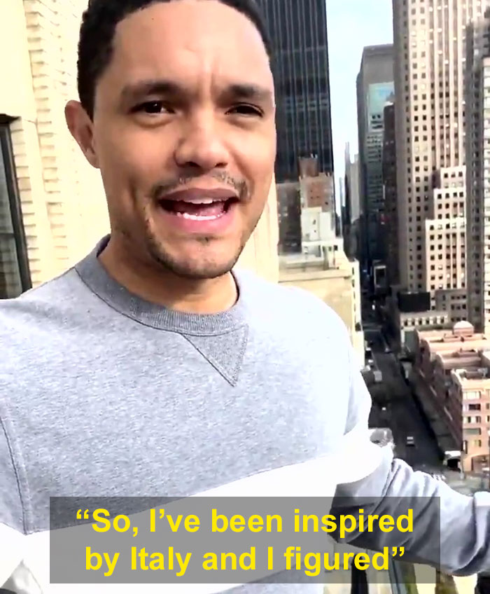 Trevor Noah Tries Singing From A Balcony In NYC Just Like People Did In Italy But Gets Told To Shut Up