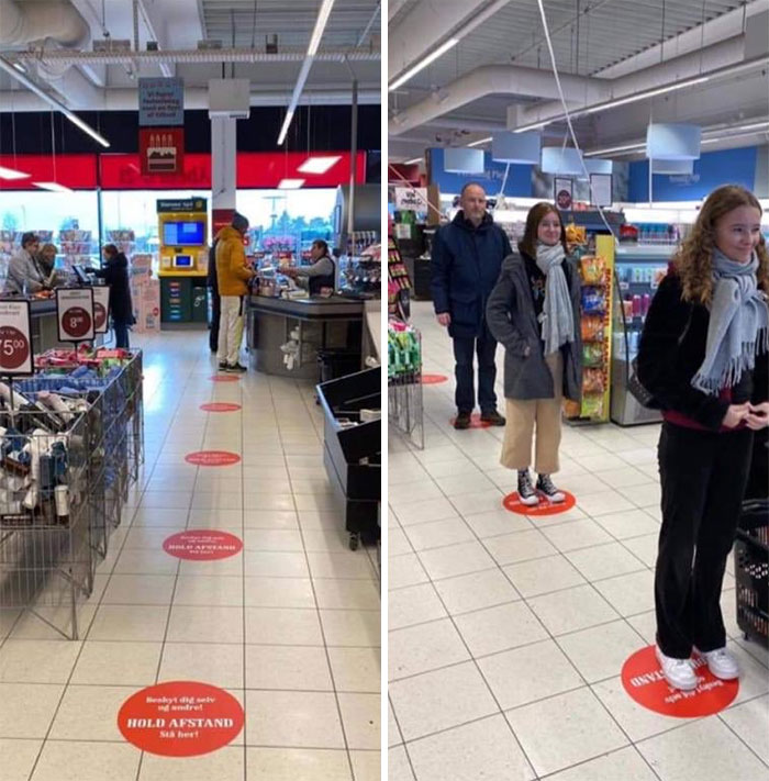 Distancing Solution In A Danish Supermarket