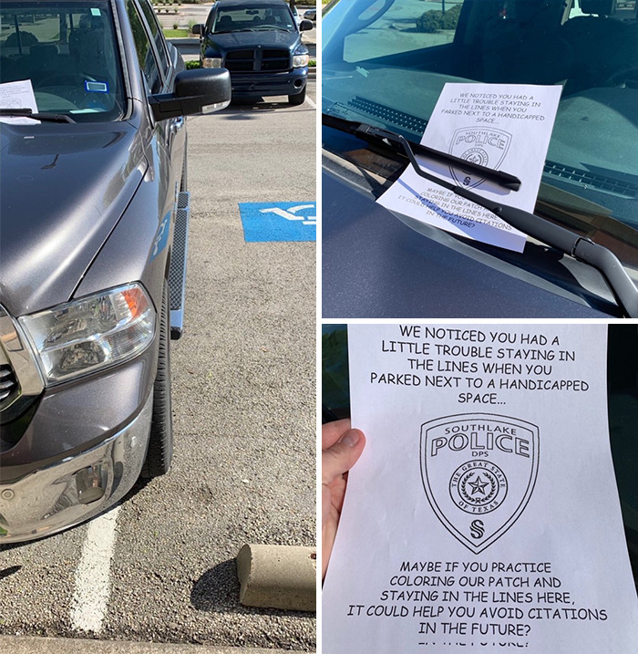 Texas Police Hilariously Educate Bad Parkers By Gifting Coloring Page Encouraging Them To 'Stay In The Lines'