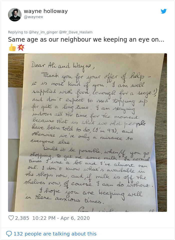 5 Y.O. Girl Sends An Adorable Letter To Her 93 Y.O. Neighbor Asking If He's OK, He Replies