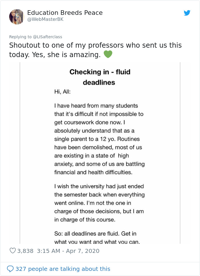 College Professor Shares A Script All Lecturers Should Use When Students Email About Getting Simptomps Of COVID-19