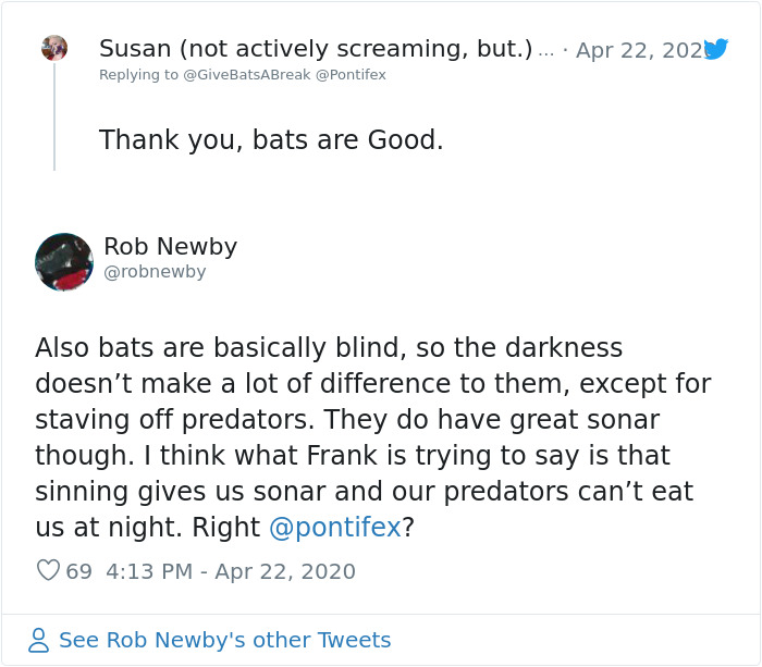 The Pope “Insults” Bats On Twitter, Gets Schooled By A Bat Expert