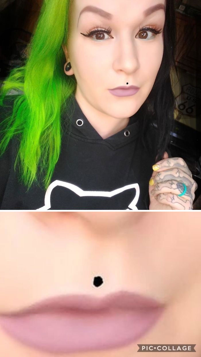 This Girl Who Dotted In A Fake Piercing