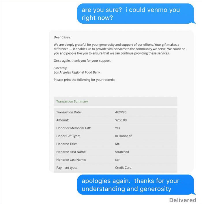 YouTuber Shares A Wholesome Text Exchange He Had With The Person Whose Car He Scratched