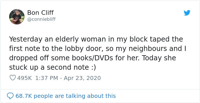 Non-Tech-Savvy Elderly Woman Asks Her Neighbors For Some Books Because She's Bored And Living Alone, They Deliver