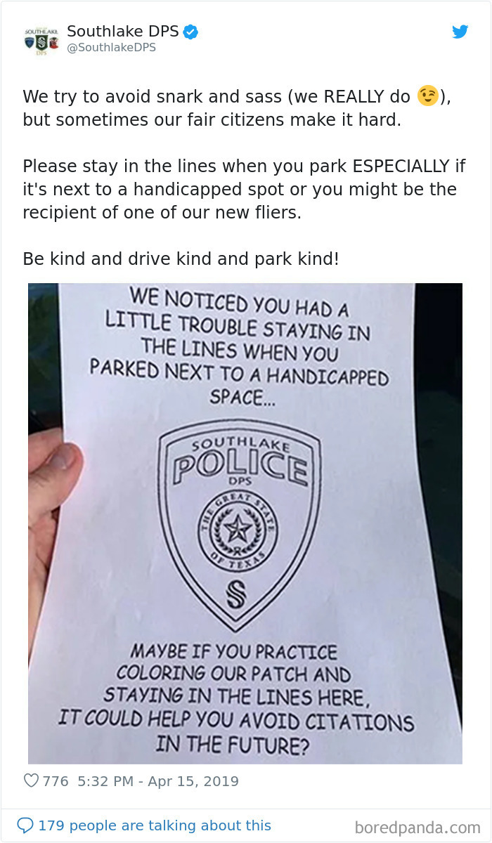 Texas Police Hilariously Educate Bad Parkers By Gifting Coloring Page Encouraging Them To 'Stay In The Lines'