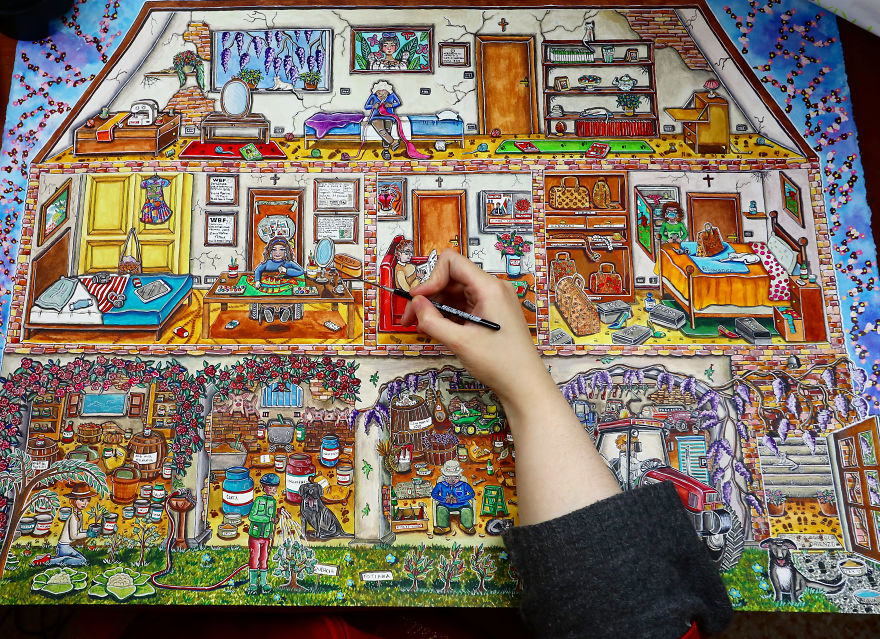 Disabled Girl Paints Tiniest Details In A Big Painting During Lockdown