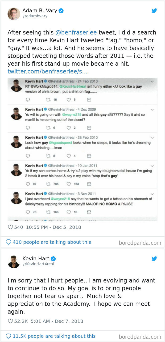 Kevin Hart's Homophobic Tweets And Comments