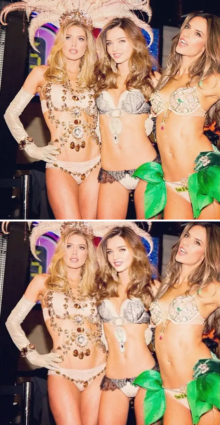 Vogue Posted The Top Photo Of Miranda Kerr On Instagram After The 2012 Victoria's Secret Fashion Show. Later Kerr Posted The Same Photo With Some Slight Changes To Her Waist