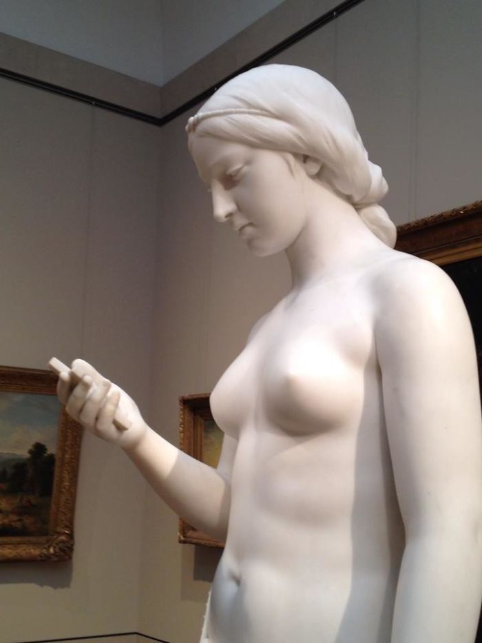 I Saw This Young Lady In The Metropolitan Museum Of Art. She Needs To Put Some Clothes On And Stop Texting