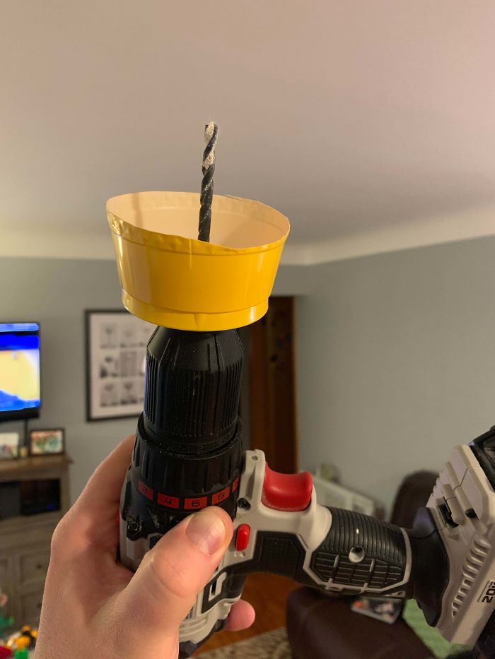Drilling A Hole In A Ceiling? This Saves From Dust Debris