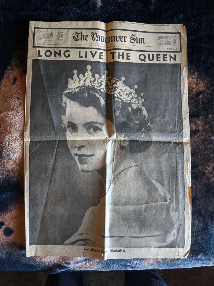 Found The Newspaper That Announced Elizabeth As Queen.