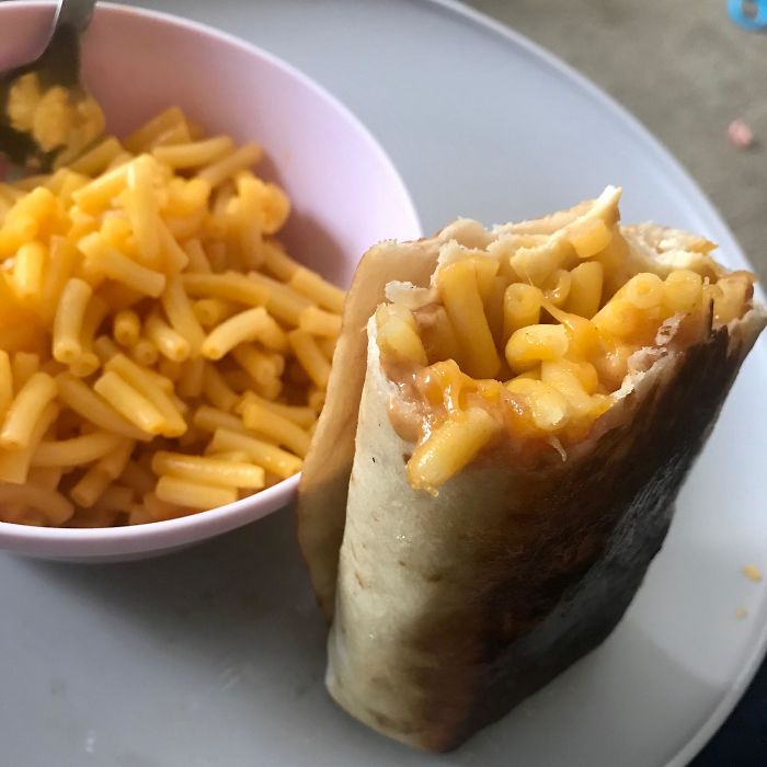 Grilled Mac N Cheese Burrito With Peanut Butter