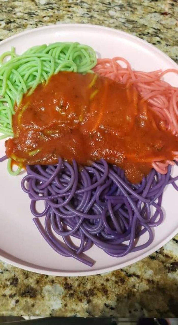 Rainbow Spaghetti With Marinara