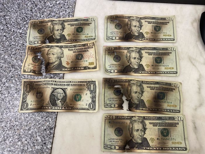 Someone Brought These Bills To The Bank They Tried To Sanitize In A Microwave