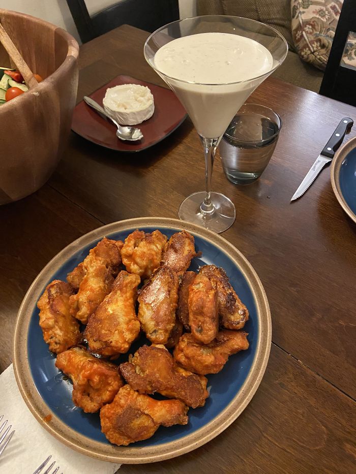 Archer Farms Buffalo Wings With Cocktail Glass Of Ranch Dressing. Pure C L A S S