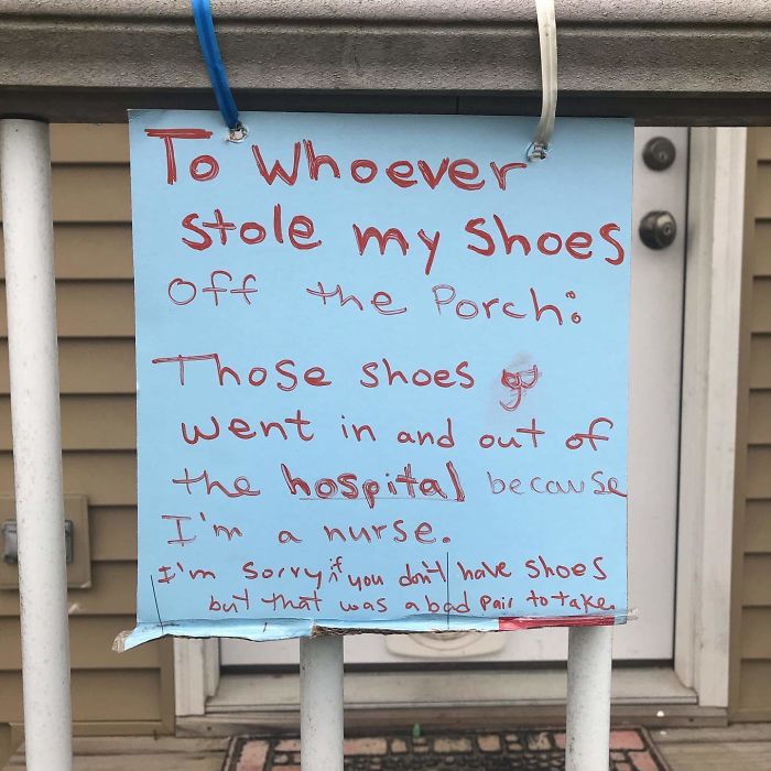 Friend Who's A Nurse Got His Shoes Stolen Off His Porch. Bad Pair To Take