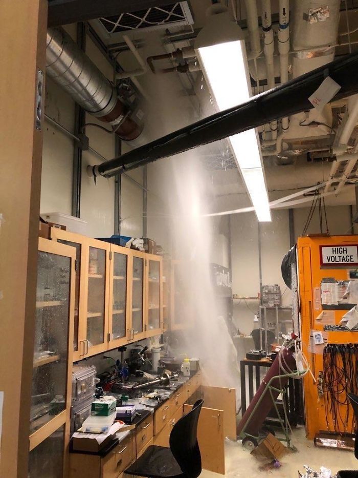 Had A Leak Develop In Our Laboratory This Morning. Nobody Was On Campus To Catch It, So There Was 4 Inches Of Standing Water And Countless Ruined Pieces Of Equipment