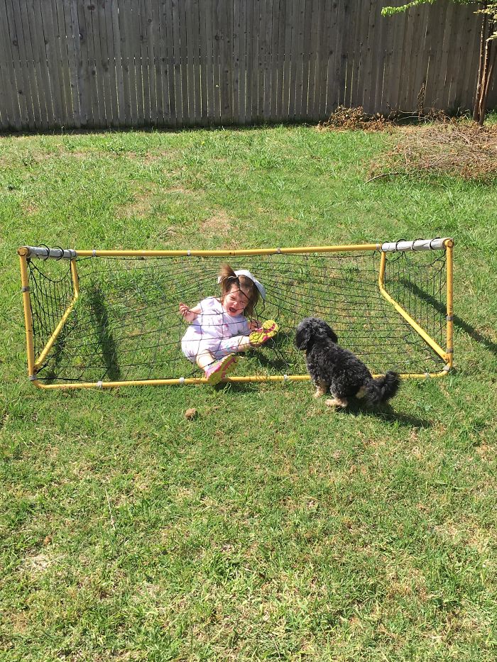 We Tried To Teach Her Soccer. She Tried To Climb The Net Instead