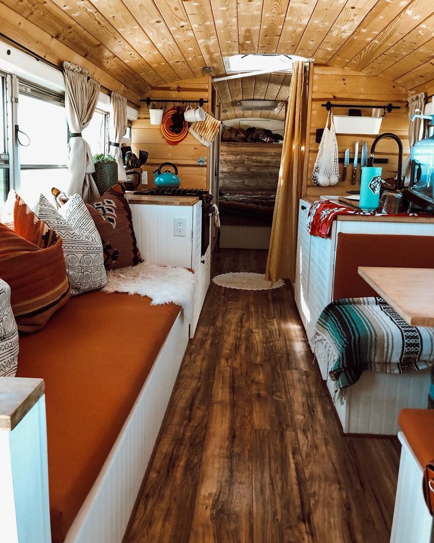 Couple Builds A Gorgeous School Bus Tiny House.