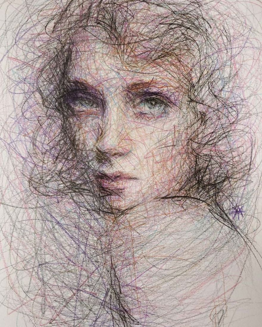 Self-Taught Artist Makes Amazing Female Portraits Based On Doodles