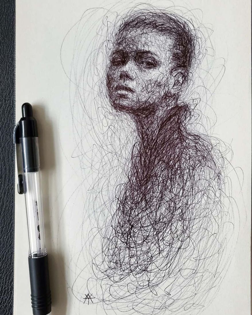 Self-Taught Artist Makes Amazing Female Portraits Based On Doodles