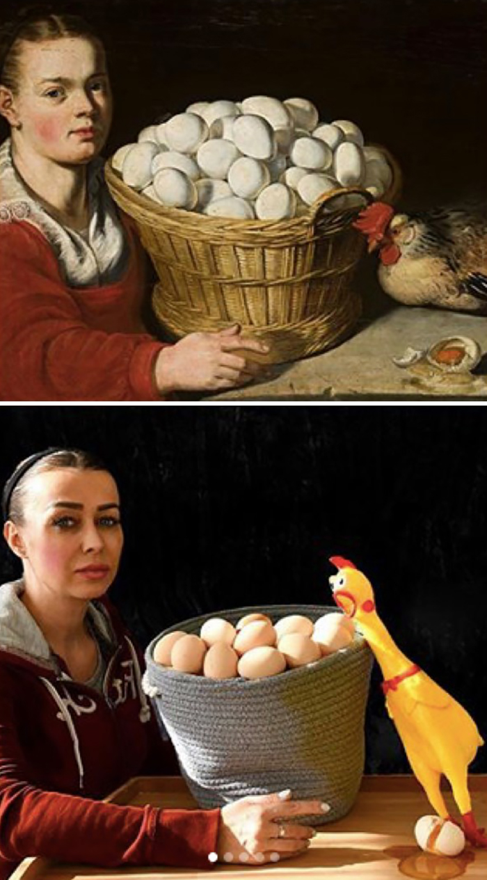 Painting of a girl with a basked of eggs, 17th century