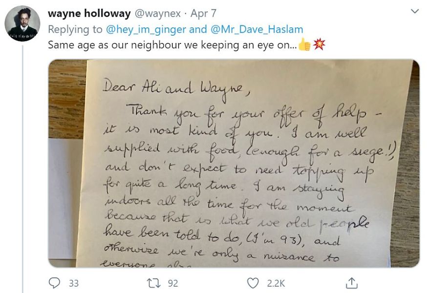 A Five-Year-Old Girl Writes A Heartfelt Letter To Her 93-Year-Old Neighbour In Isolation