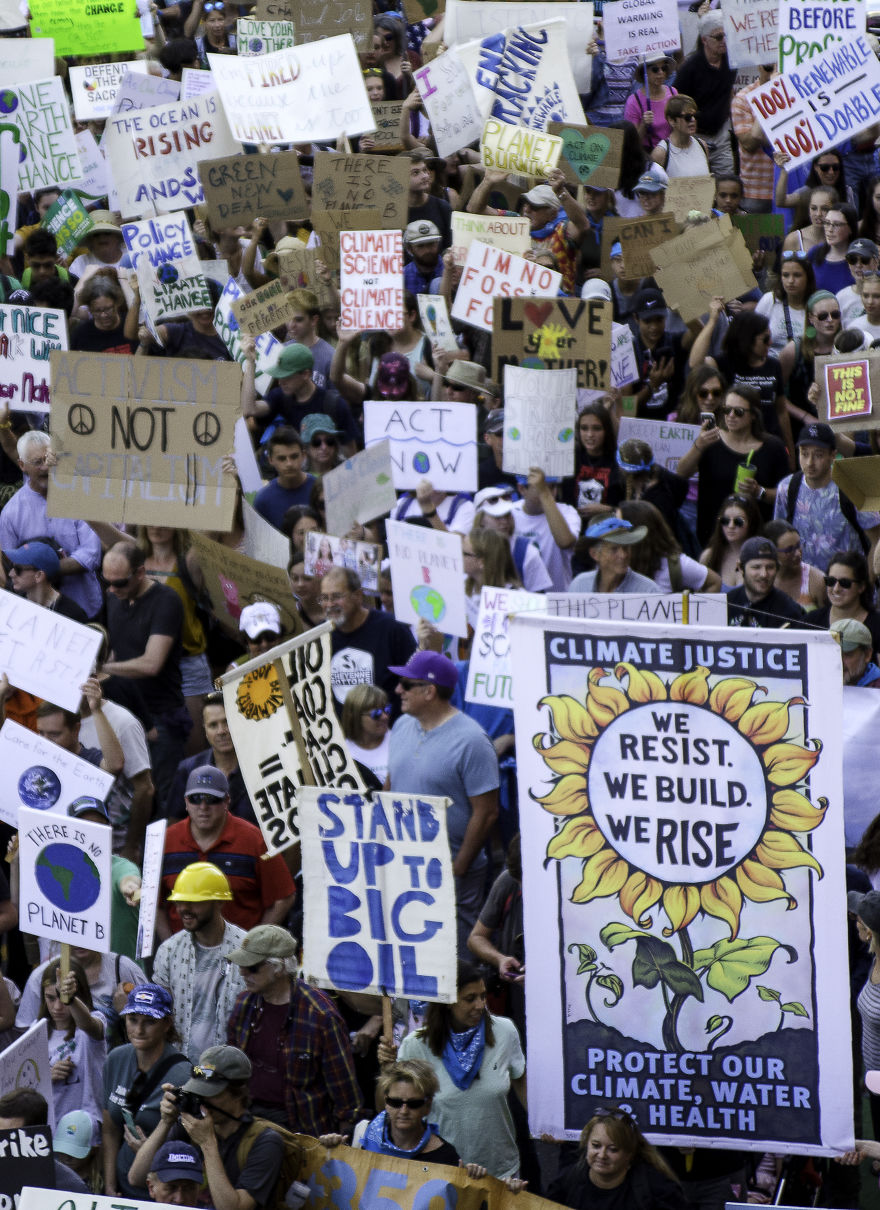 A Crowd Of Demonstrators Protesting The Government’s Inaction With Regard To Climate Change