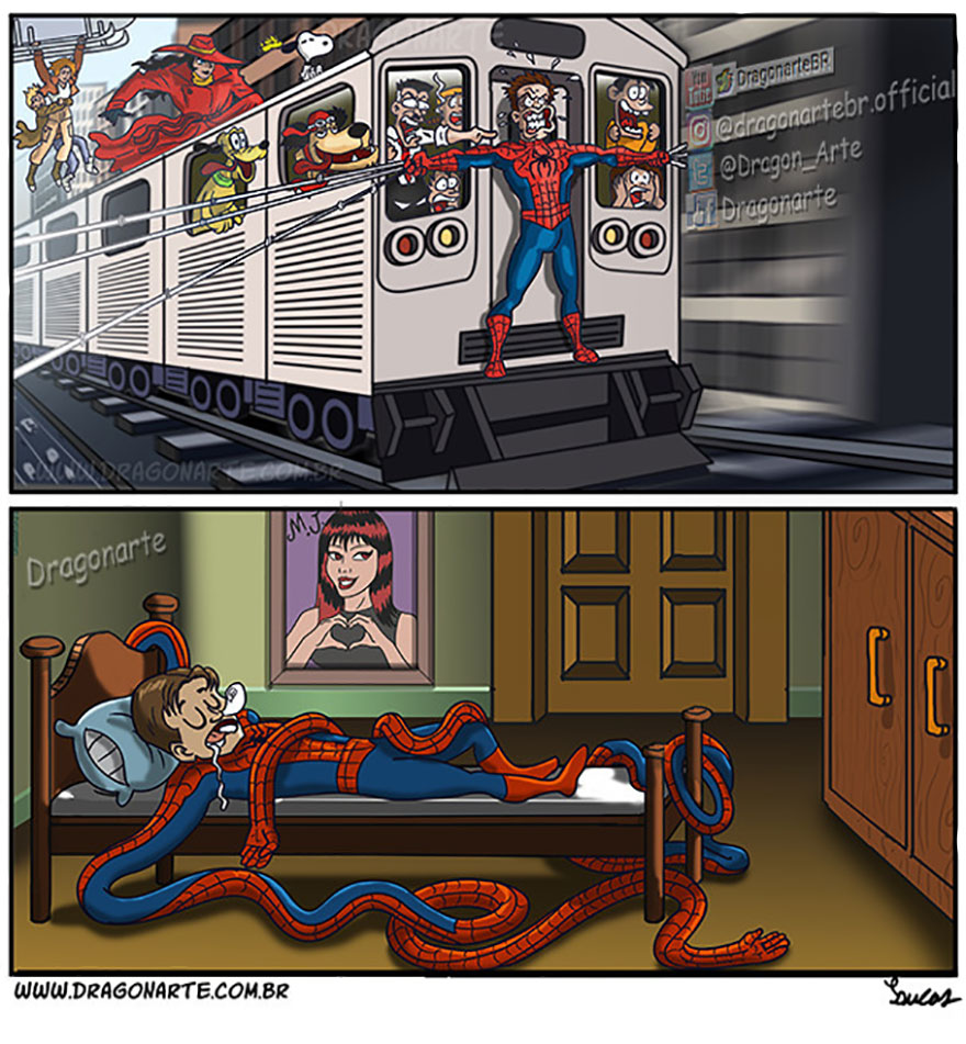 Artist Shows The Daily Lives Of Our Favorite Superheroes And The Result Is Hilarious
