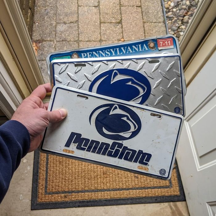 Found: Not One, But Two Penn State License Plates While Cleaning Out The Garage