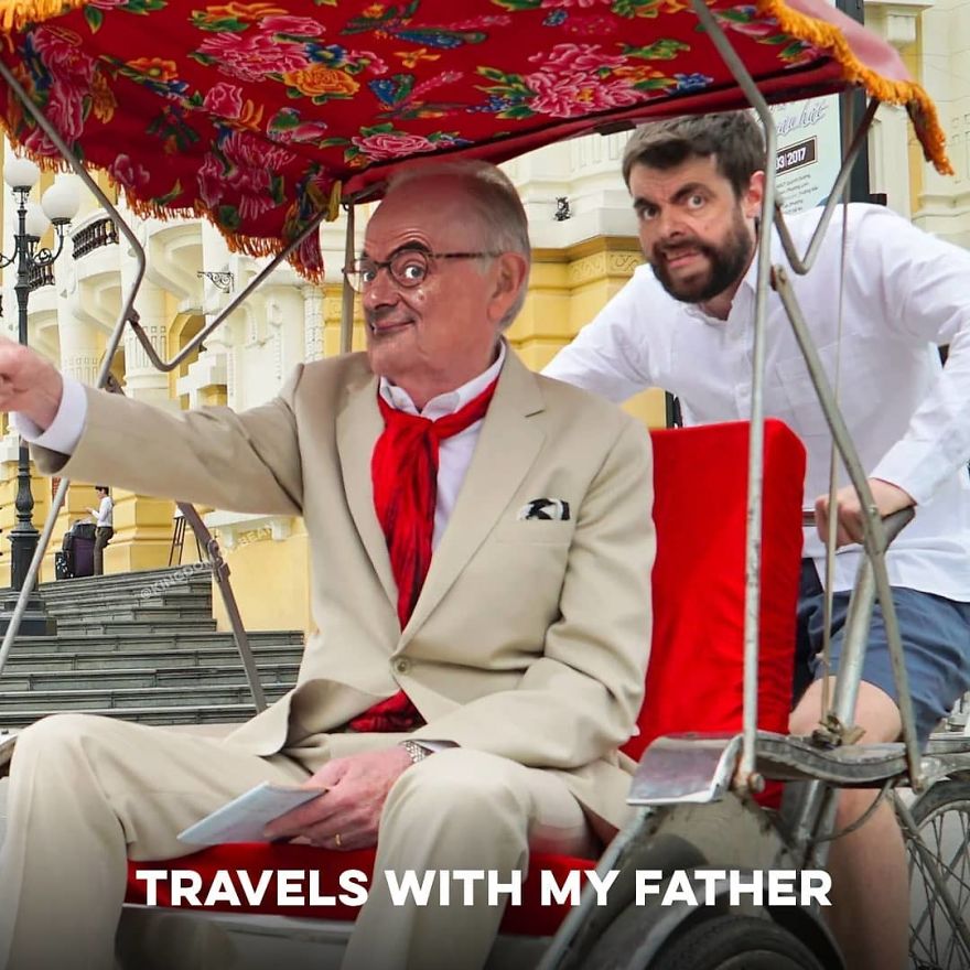 Jack Whitehall And Michael Whitehall In "Travels With My Father" As Mr. Bean