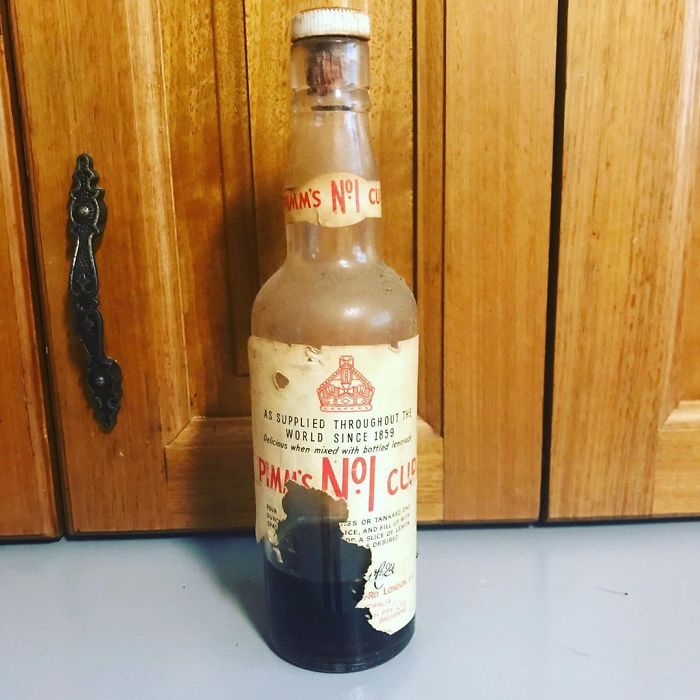 What’s The Oldest Thing You’ve Found During Your Quarantine Pantry Cleaning? This Bottle Of Pimm's From My Mum's Pantry Is At Least As Old As I Am. And No, Not Still Good