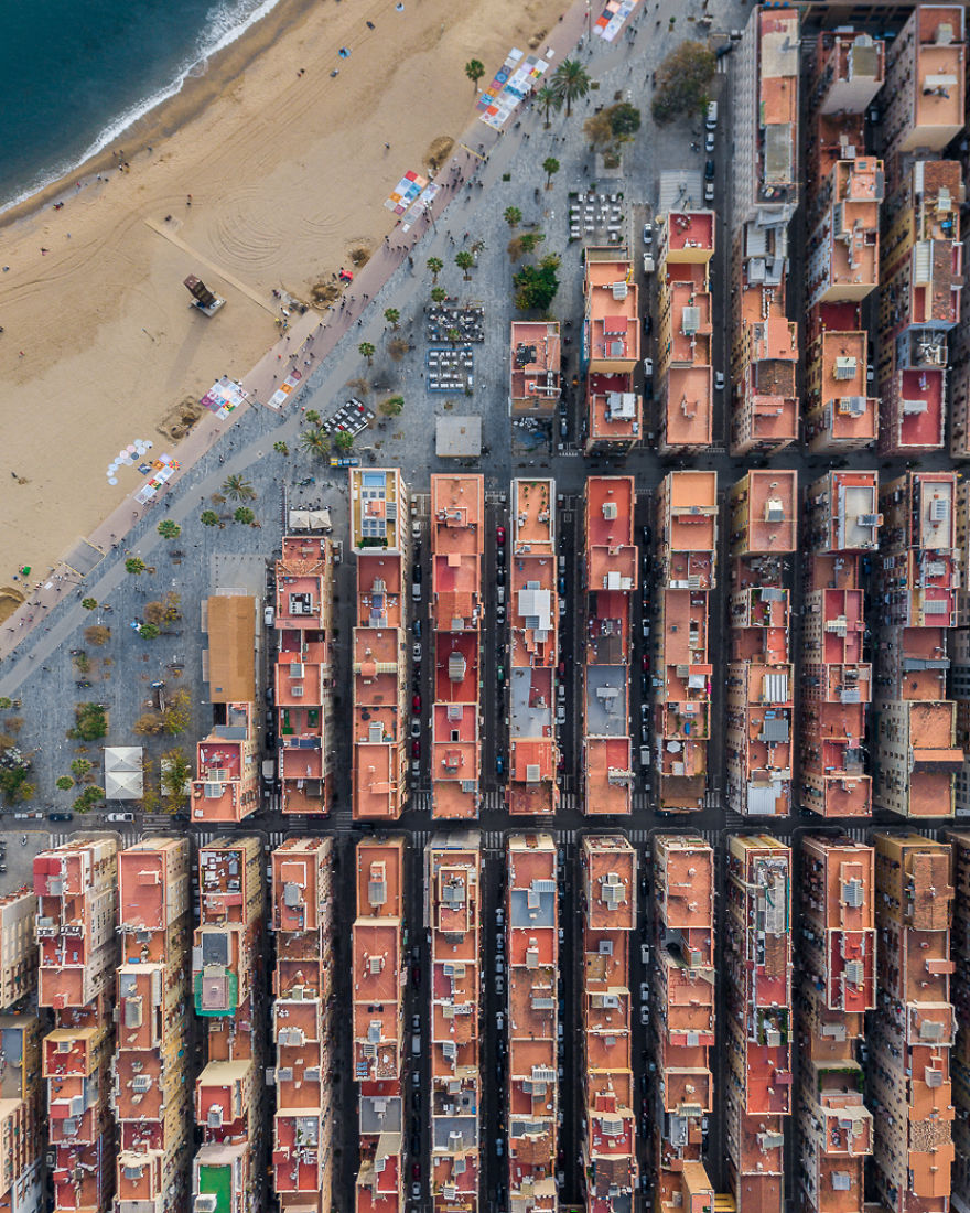 Drone Photography Captures Barcelona's Architectural Symmetry From Above