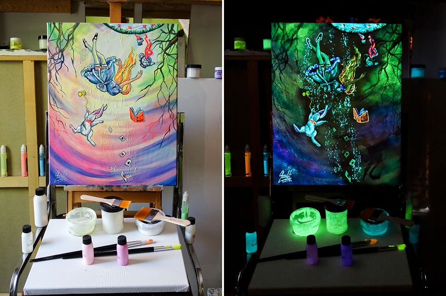 In These Quarantine Times I Create Glow In The Dark Paintings Inspired By Tales And Fantasy