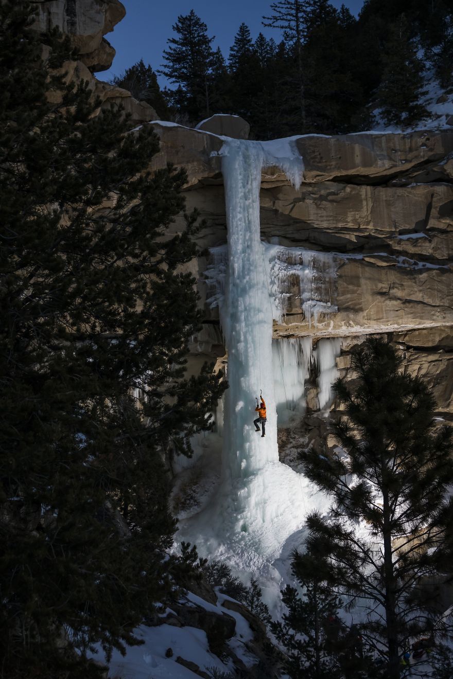 Frozen Water Creates A Path For Climbers