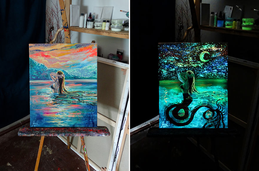 In These Quarantine Times I Create Glow In The Dark Paintings Inspired By Tales And Fantasy