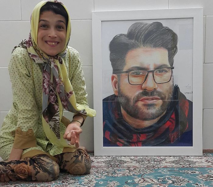 Iranian artist is thrilling the world by painting portraits with his feet 5ea6fac0e888a  700 - Você não vai acreditar! Artista desafia a deficiência desenhando com o pé