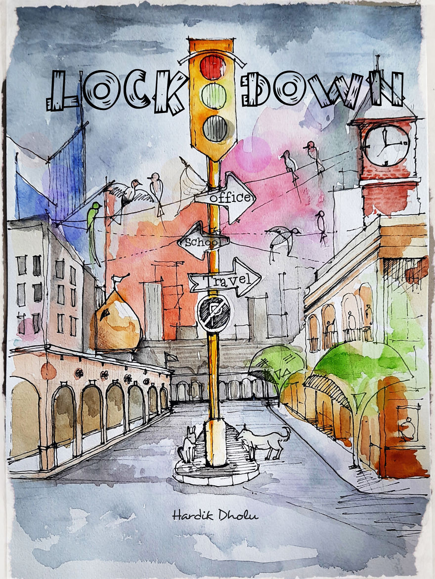 Painting On Lockdown लॉकडाउन Situation In India. Painting On Lockdown लॉकडाउन Situation In India.